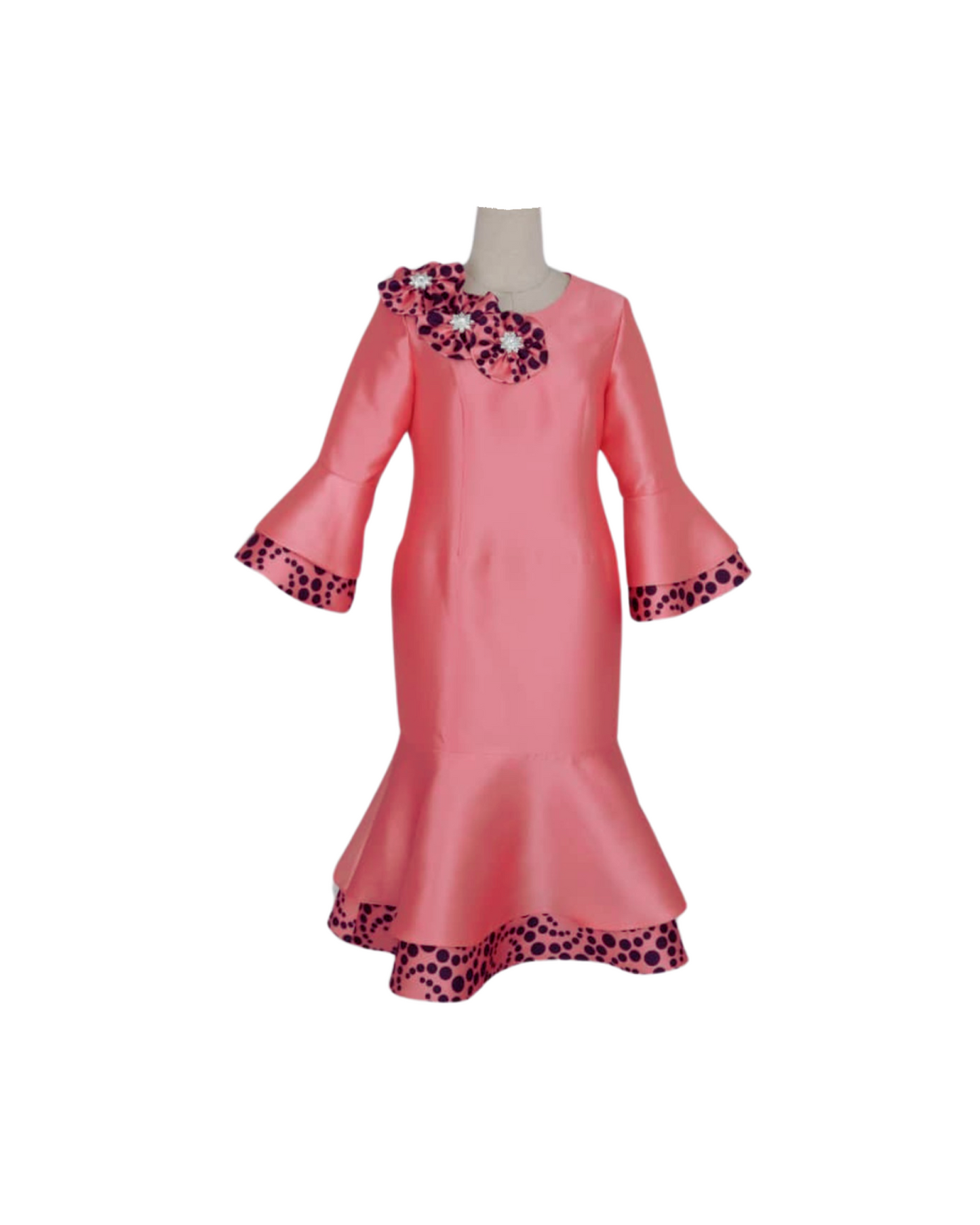 Elegant twill mermaid church dress, women's formal Christian worship attire