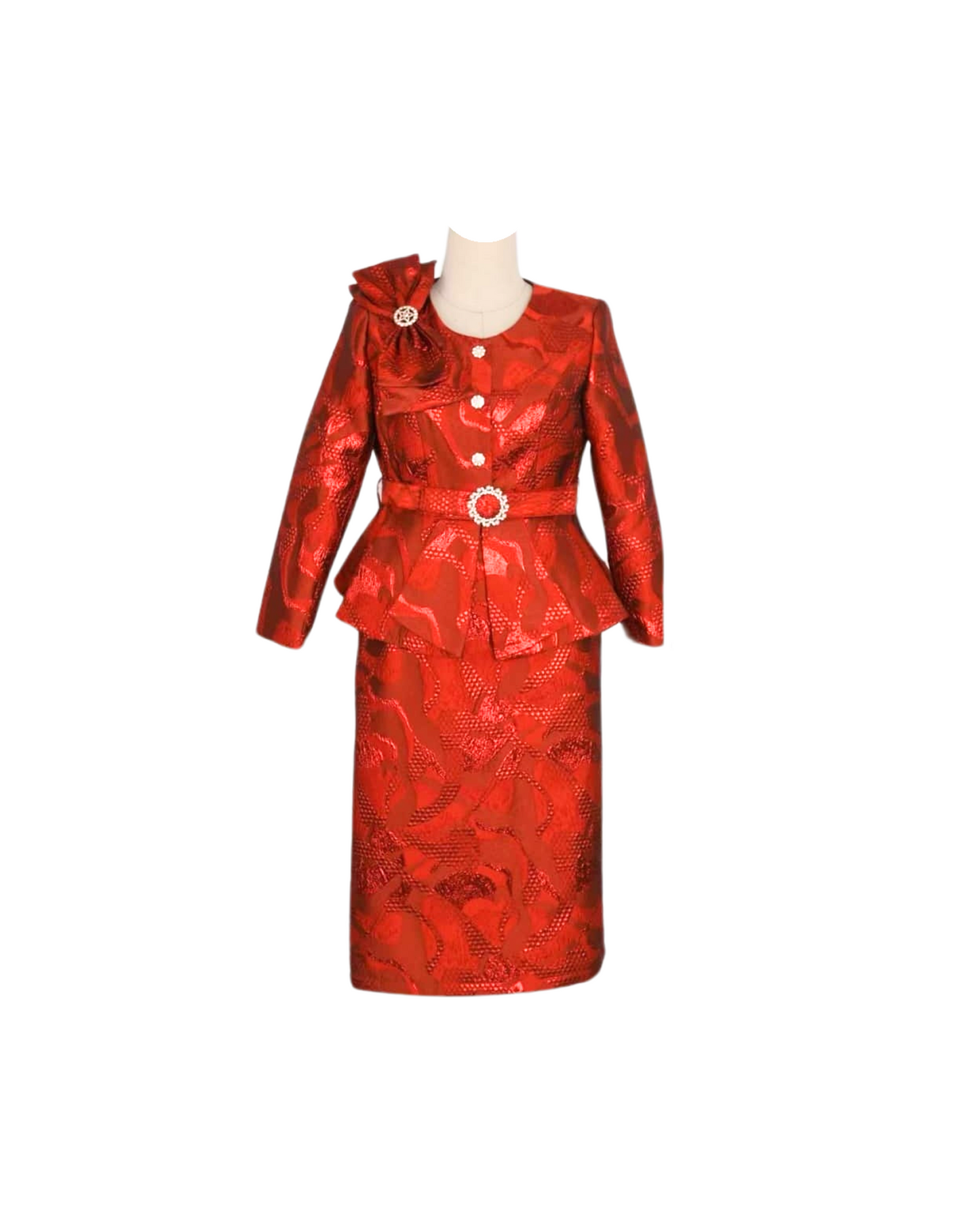 Women's brocade skirt suit for church, elegant two-piece Christian formal outfit