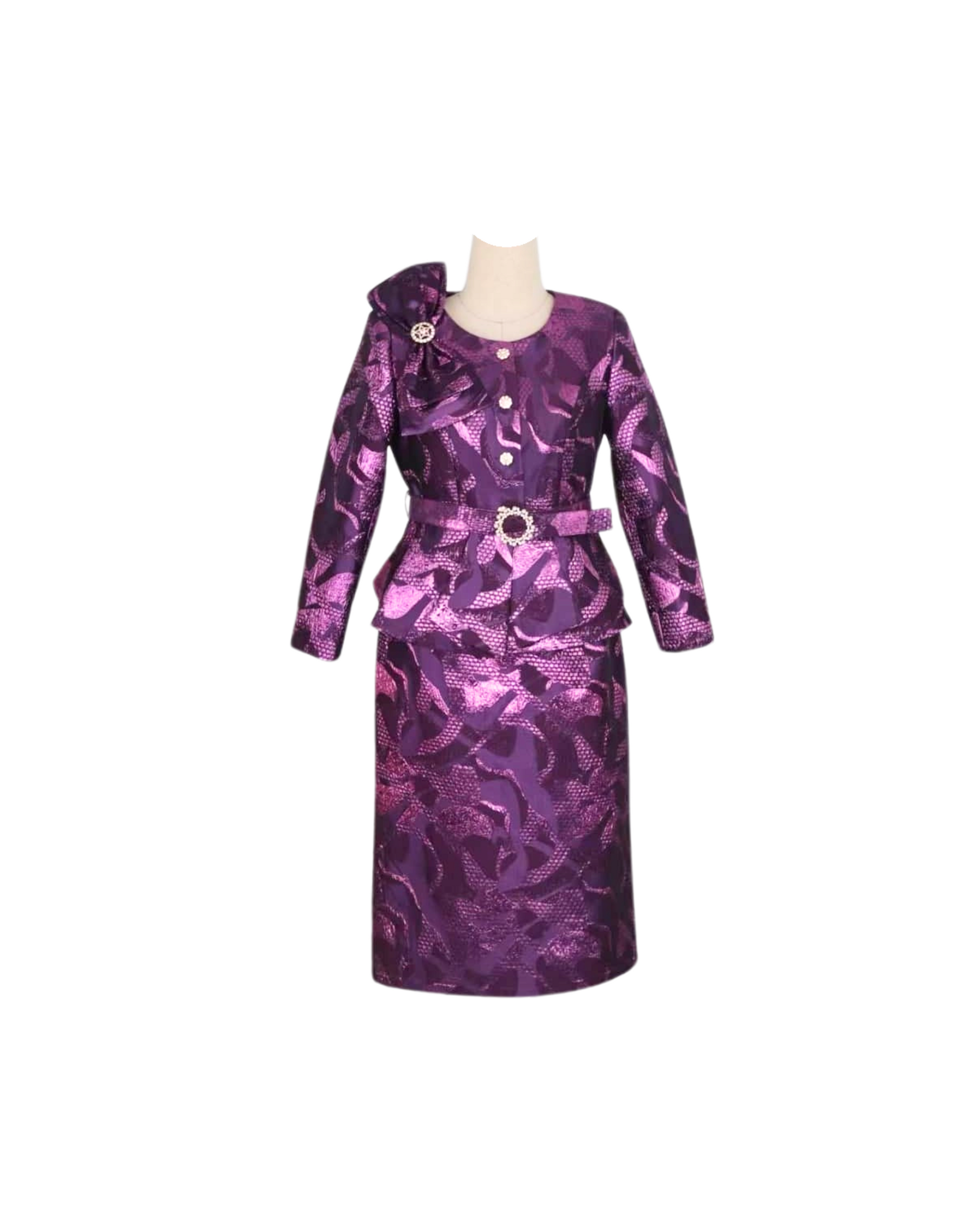Women's brocade skirt suit for church, elegant two-piece Christian formal outfit