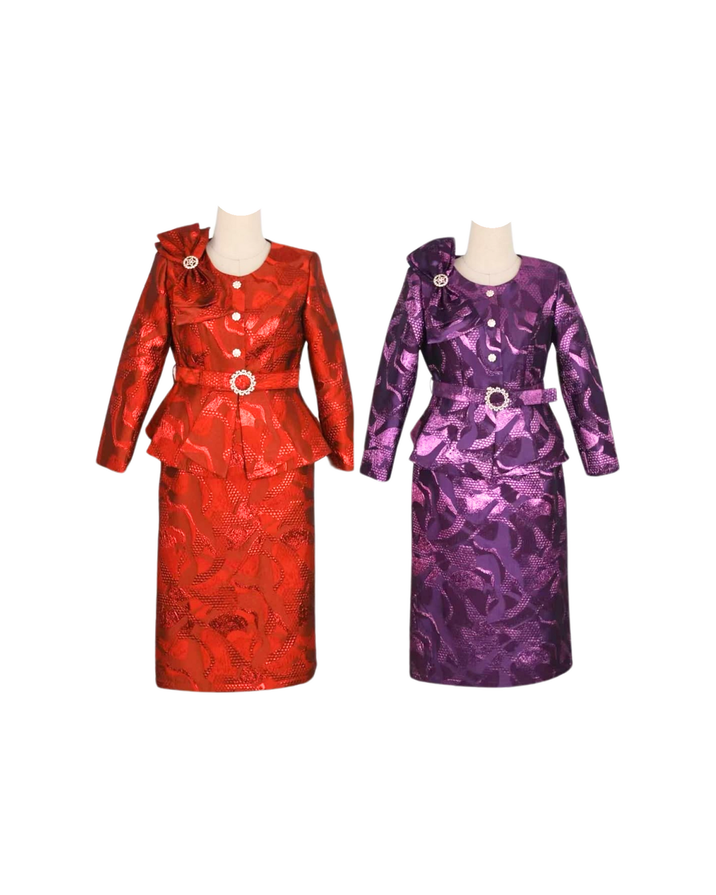 Women's brocade skirt suit for church, elegant two-piece Christian formal outfit