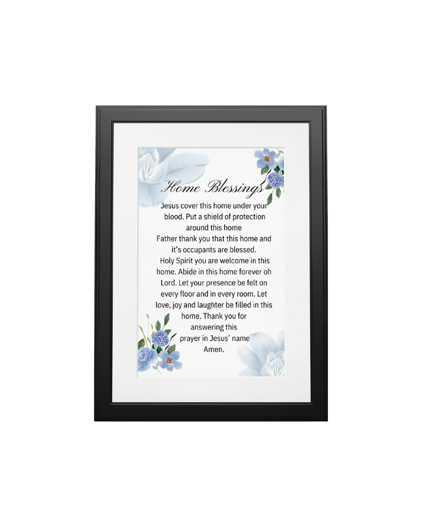 Christian wall art print with Home Blessings Prayer, faith-inspired home decor scripture art
