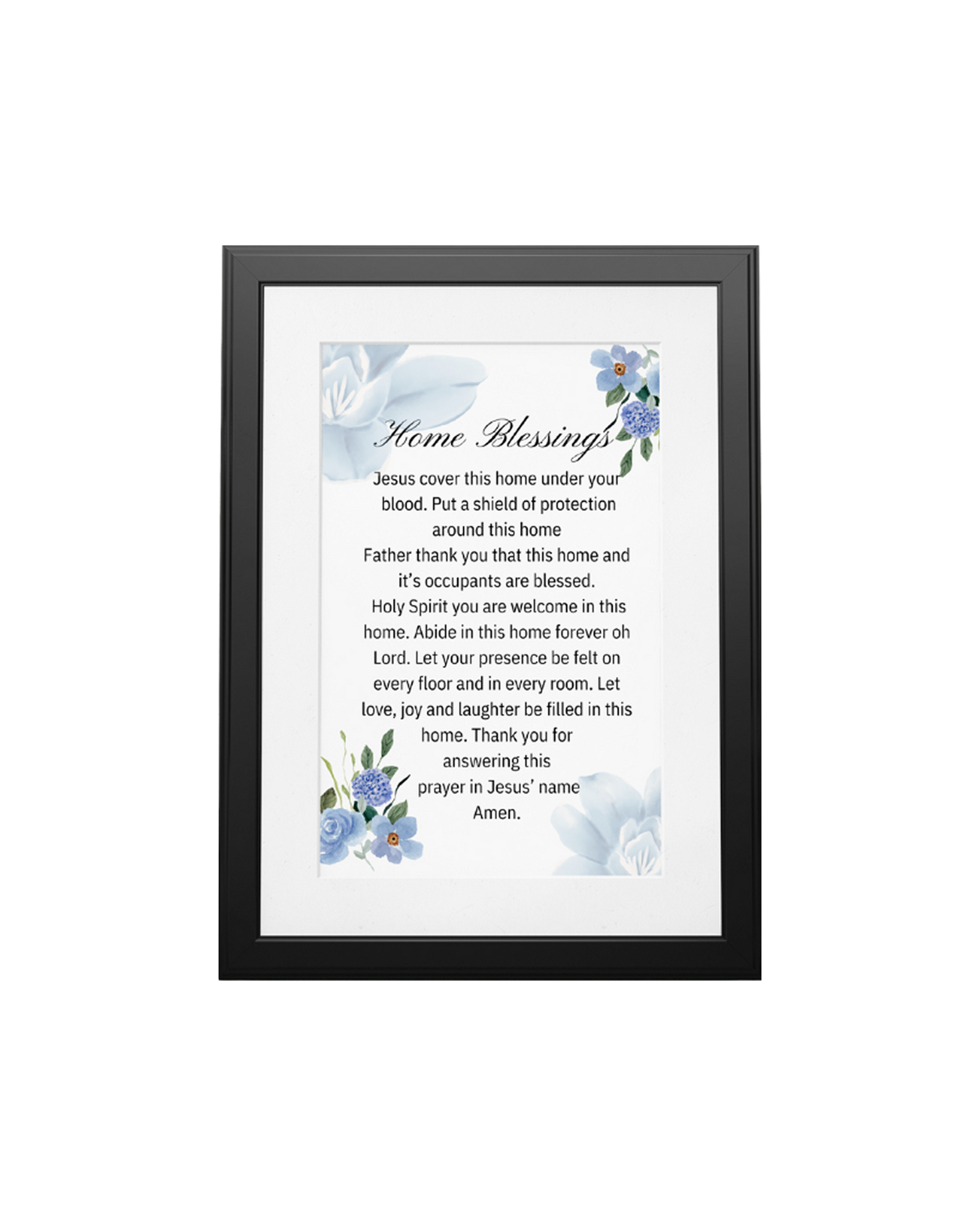Christian wall art print with Home Blessings Prayer, faith-inspired home decor scripture art