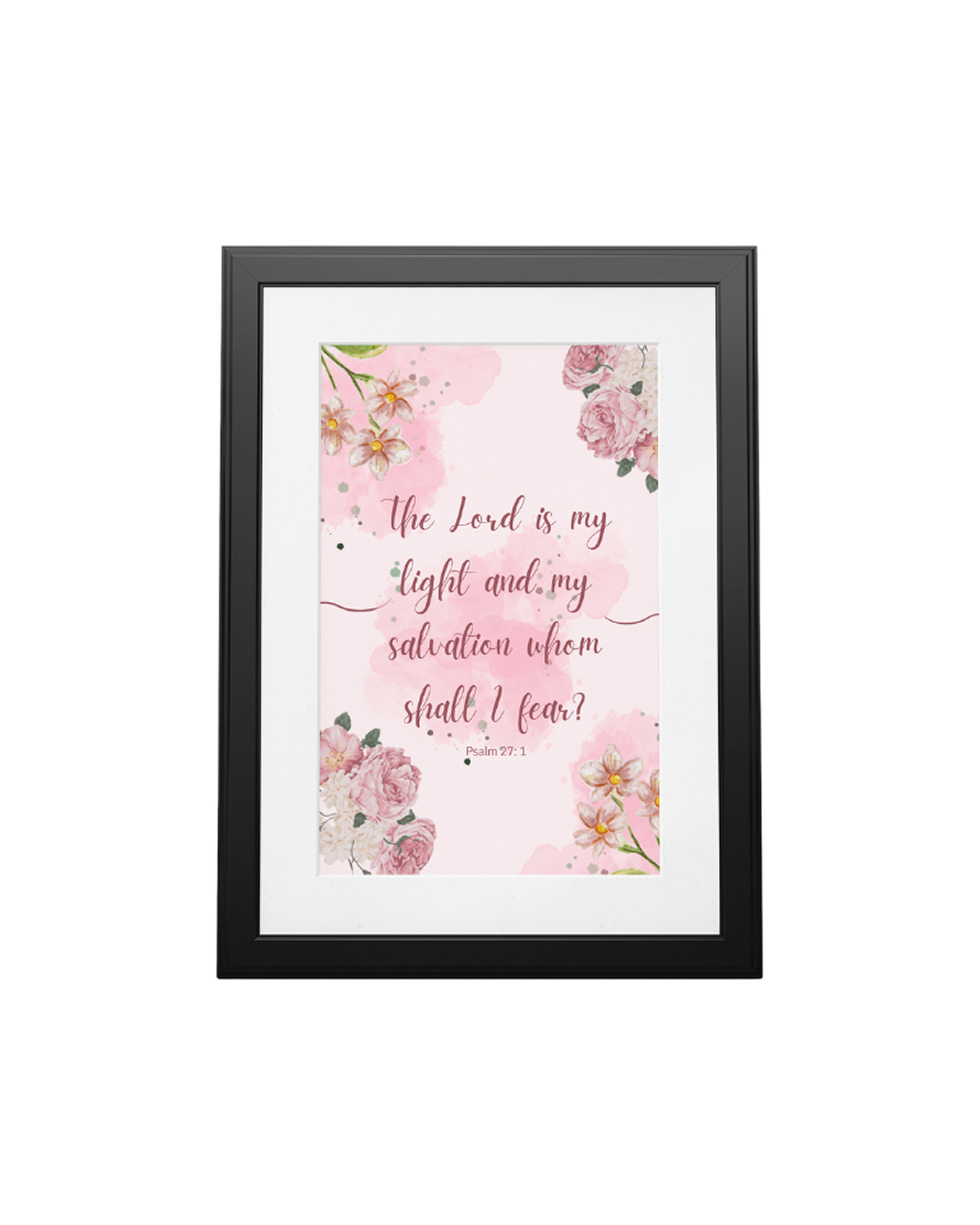 Psalm 27:1 The Lord is My Light scripture wall art, Christian Bible verse print