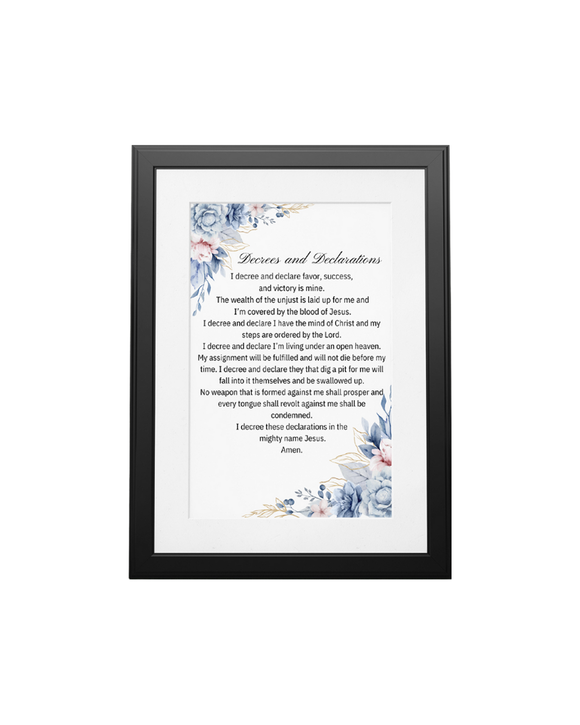 Christian Decrees and Declaration wall art, faith-based scripture confession print