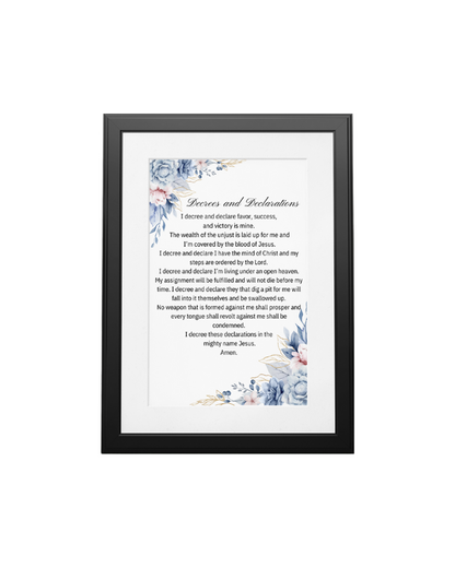 Christian Decrees and Declaration wall art, faith-based scripture confession print