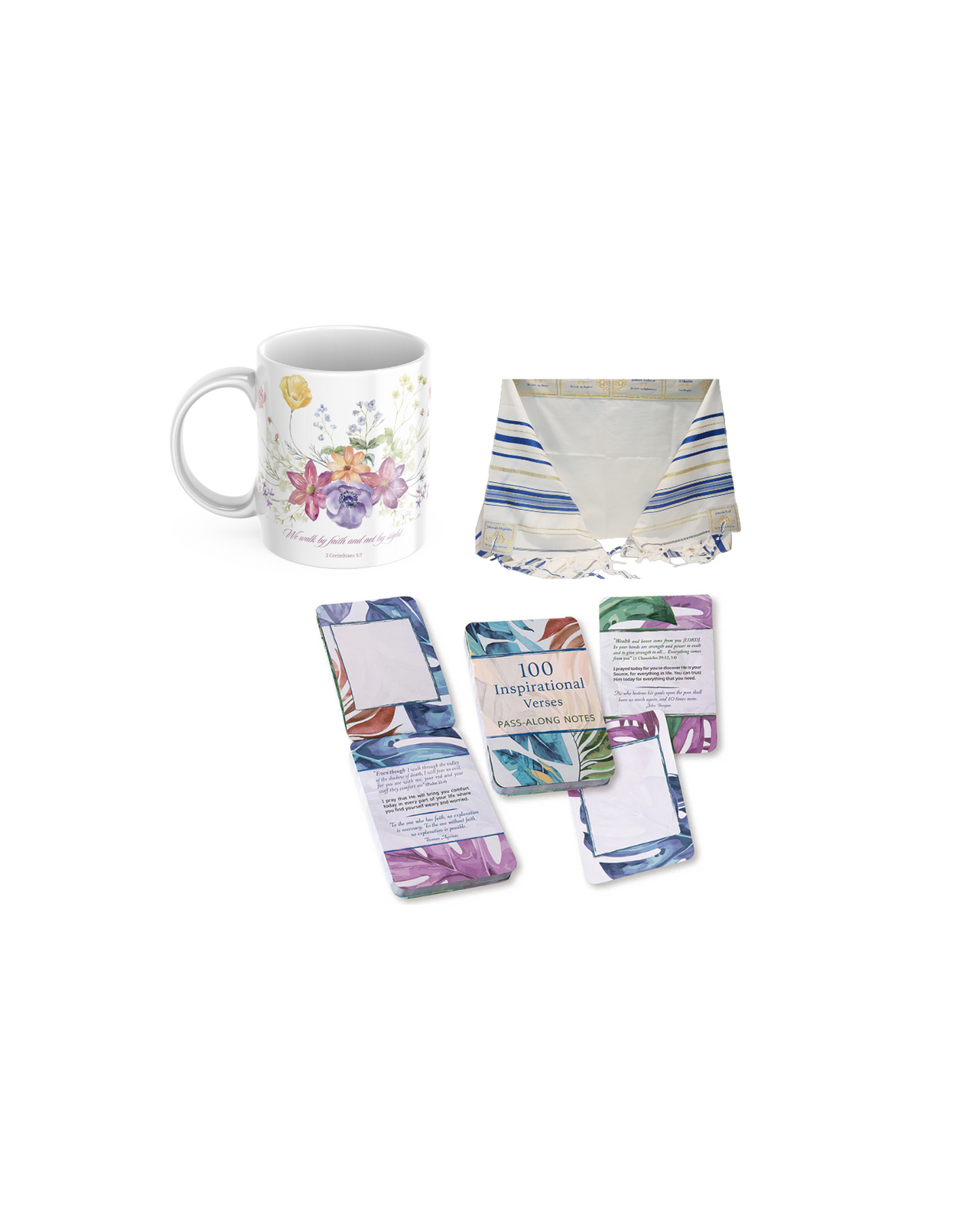 Christian Comfort and Peace gift bundle, faith-inspired prayer shawl and devotional set