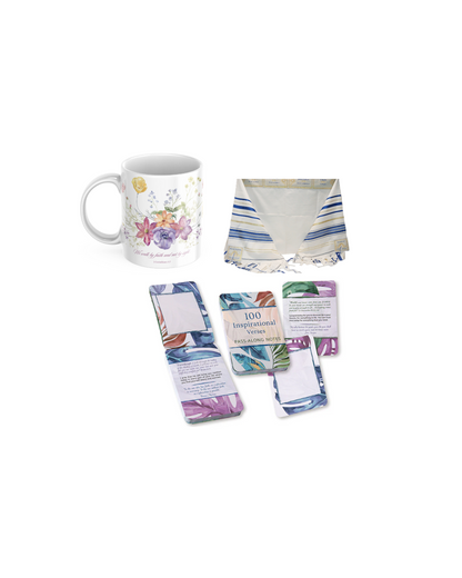 Christian Comfort and Peace gift bundle, faith-inspired prayer shawl and devotional set