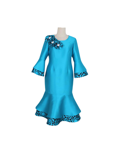 Elegant twill mermaid church dress, women's formal Christian worship attire