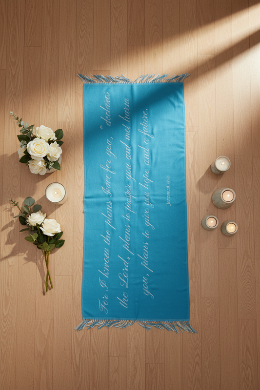 Aqua Scripture Shawl