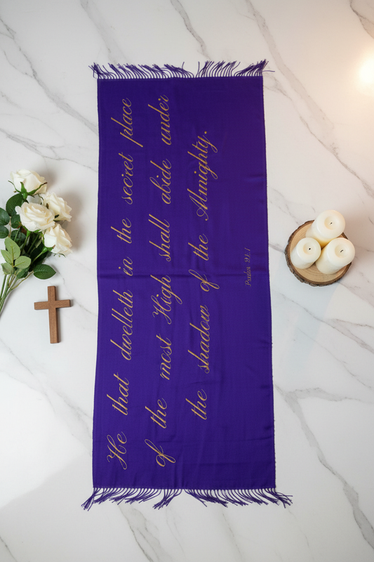 Purple Scripture Shawl
